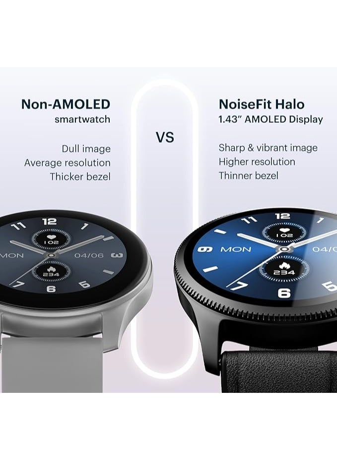 Noise Maker ساعة هالو الذكية المعدنية الممتازة، شاشة AMOLED بحجم 1.43 بوصة، بطارية تدوم 7 أيام، مكالمات بلوتوث (إجراء/رد)، تحكم ذكي بالإيماءات، أكثر من 100 وضع رياضي، دعم تطبيق NoiseFit، ضمان لمدة سنة (بني عتيق) - Image 2